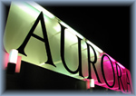 Aurora's lit sign